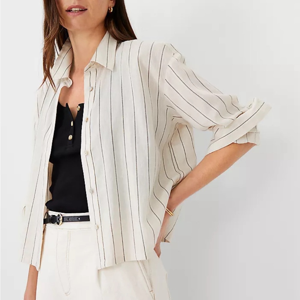 NWT Ann Taylor Weekend Striped Drop Shoulder Shirt